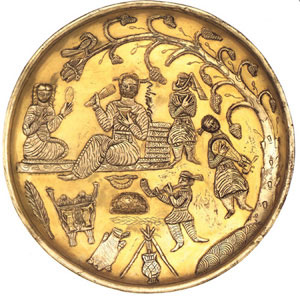 7th century Sassanid plate showing musicians.