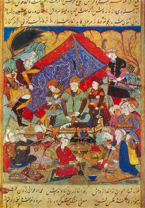 Timur feasts in the environs of Samarkand.