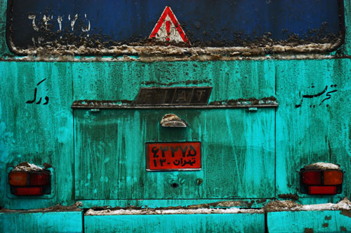 Rear of a Tehran city bus, Iran